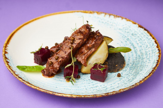 Bavette Steak in der koreanischer grüner Pfeffersauce